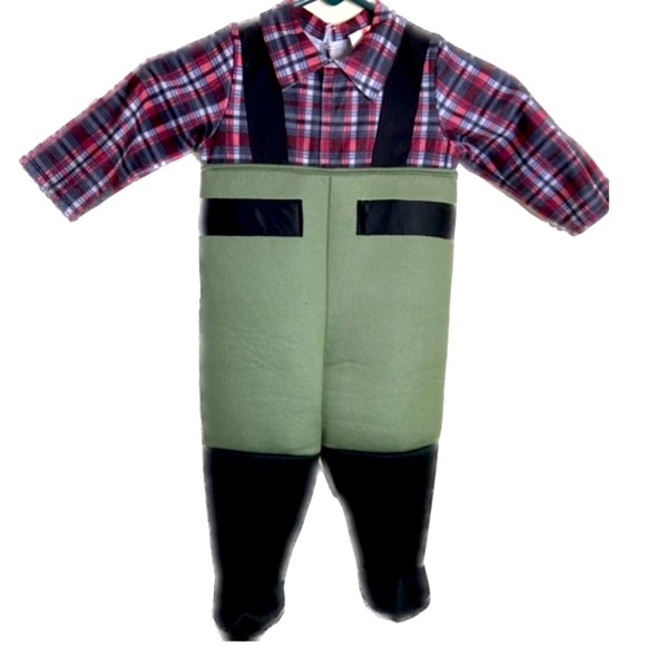 RUBIE’S Fisherman Halloween Costume 3-Pieces Jumpsuit Hat Fishing Rod Sz 3T-4T - Picture 4 of 8